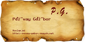 Pávay Gábor névjegykártya