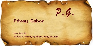 Pávay Gábor névjegykártya